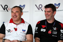 Nikolay Fomenko Marussia Motors Presidentand Graeme Lowdon Chief Executive of Virgin Racing at a press conference where Virgin Racing announced that Marussia have acquired a shareholding in the team