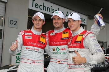 Oliver Jarvis, Audi Sport Team Abt Audi A4 DTM, Martin Tomczyk, Audi Sport Team Phoenix Audi A4 DTM, Edoardo Mortara, Audi Sport Team Rosberg, Audi A4 DTM