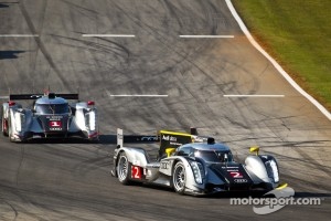 #2 Audi Sport Team Joest Audi R18: Tom Kristensen, Allan McNish, Rinaldo Capello, #1 Audi Sport Team Joest Audi R18: Timo Bernhard, Marcel Fässler, Romain Dumas