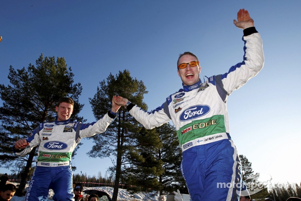 Winners Jari-Matti Latvala and Miikka Anttila, Ford World Rally Team celebrate