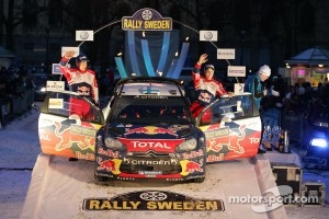 Podium: second place Mikko Hirvonen and Jarmo Lehtinen, Citroën DS3 WRC, Citroën Total World Rally Team