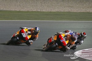 Casey Stoner, Repsol Honda Team, Dani Pedrosa, Repsol Honda Team, Jorge Lorenzo, Yamaha Factory Racing