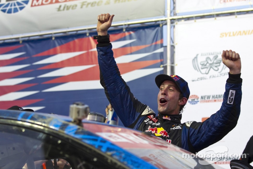 Winner Travis Pastrana celebrates