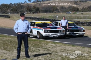 In this 50th year celebration, Allan Moffat and Colin Bond with the original 1977 winning Ford Falcons at Bathurst