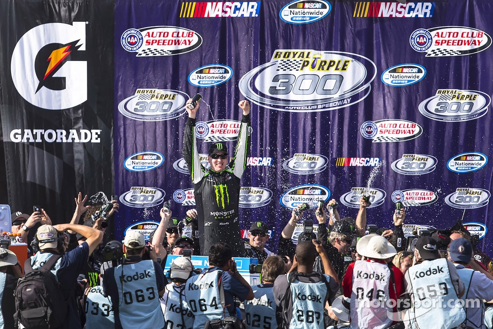 Victory lane: race winner Kyle Busch