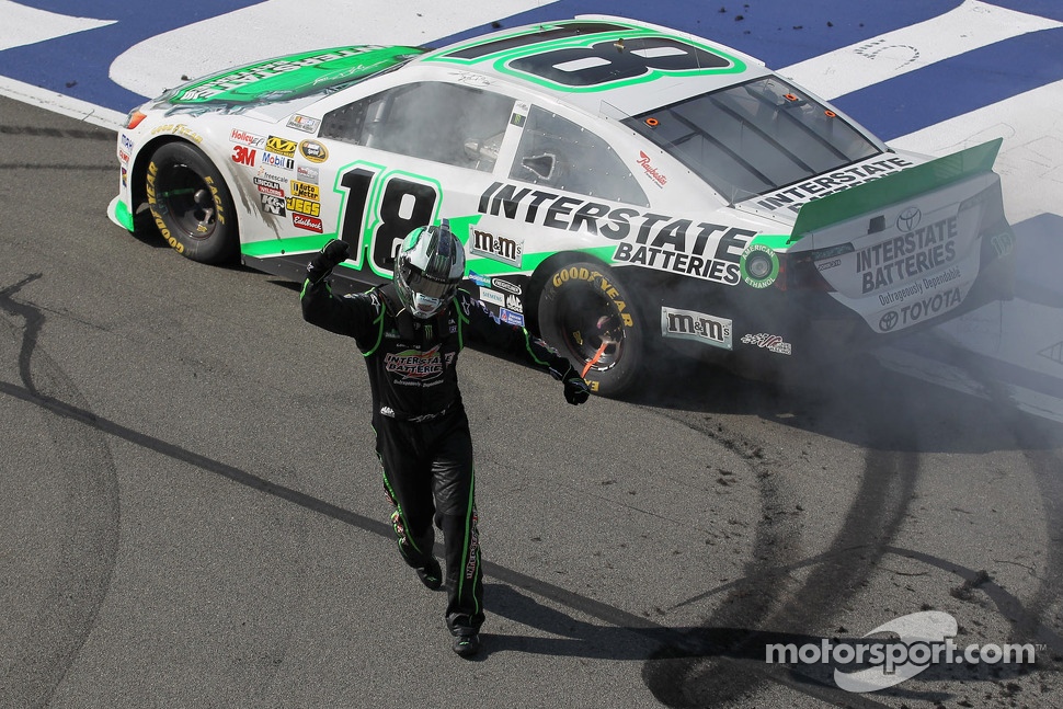 Race winner Kyle Busch, Joe Gibbs Racing Toyota celebrates