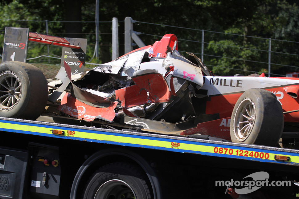 Crashed car of Jules Bianchi ART Grand Prix Dallara F308 Mercedes