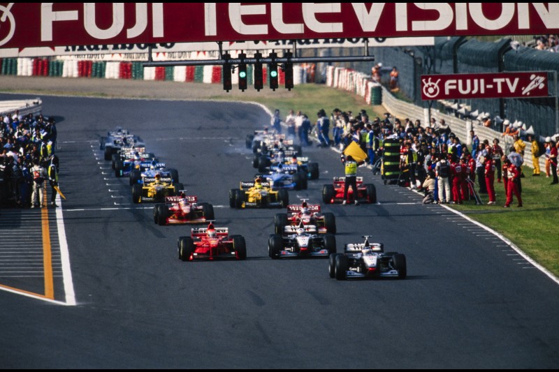 David Coulthard Heinz-Harald Frentzen Jacques Villeneuve Michael Schumacher Ferrari Ferrari F1McLaren McLaren F1Red Bull Red Bull F1Williams Williams F1 ~David Coulthard, Heinz-Harald Frentzen, Jacques Villeneuve und Michael Schumacher ~