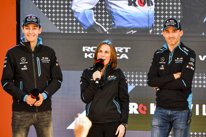 George Russell Claire Williams Robert Kubica Williams ROKiT Williams Racing F1CIP CIP Moto3 ~George Russell (Williams), Claire Williams und Robert Kubica (Williams) ~ 