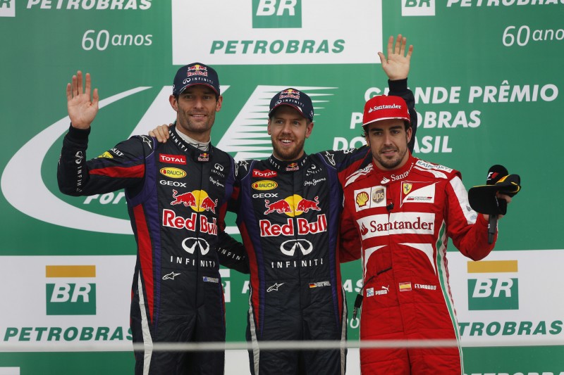 Sebastian Vettel Mark Webber Fernando Alonso Ferrari Ferrari F1Red Bull Red Bull F1 ~Sebastian Vettel (Ferrari), Mark Webber und Fernando Alonso ~