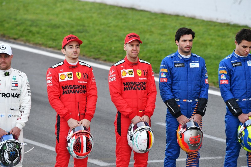 Charles Leclerc Sebastian Vettel Carlos Sainz Ferrari Scuderia Ferrari Mission Winnow F1McLaren McLaren F1 Team F1 ~Charles Leclerc (Ferrari), Sebastian Vettel (Ferrari) und Carlos Sainz (McLaren) ~