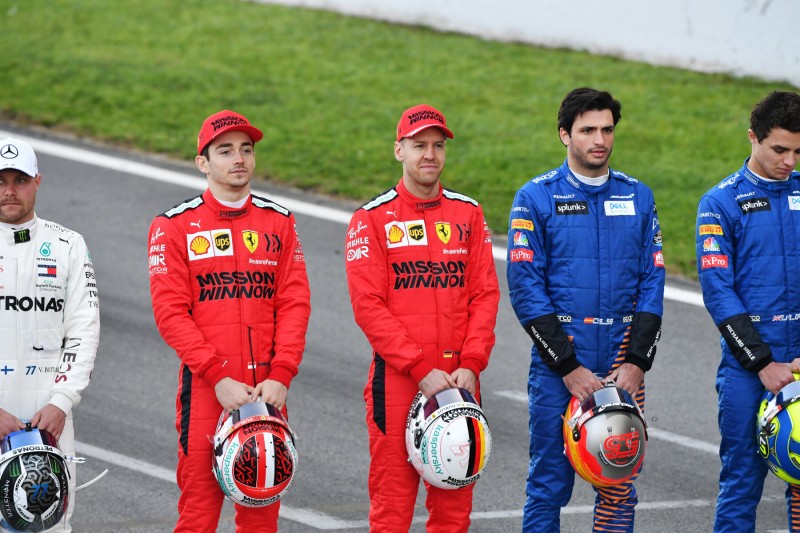 Charles Leclerc Sebastian Vettel Carlos Sainz Ferrari Scuderia Ferrari Mission Winnow F1McLaren McLaren F1 Team F1 ~Charles Leclerc (Ferrari), Sebastian Vettel (Ferrari) und Carlos Sainz (McLaren) ~ 