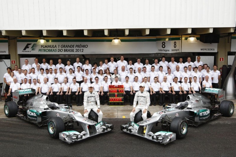 Michael Schumacher Ross Brawn (Mercedes-Teamchef) Nico Rosberg Mercedes Mercedes GP Petronas F1 Team F1 ~Michael Schumacher (Mercedes), Ross Brawn (Mercedes-Teamchef) und Nico Rosberg (Mercedes) ~