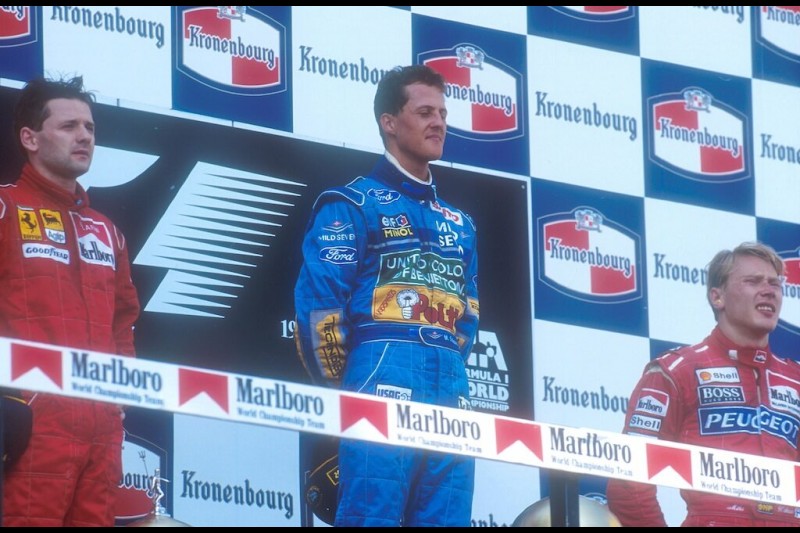 Michael Schumacher Nicola Larini Mika Häkkinen Ferrari Scuderia Ferrari F1McLaren McLaren Mercedes F1 ~Michael Schumacher, Nicola Larini und Mika Häkkinen ~