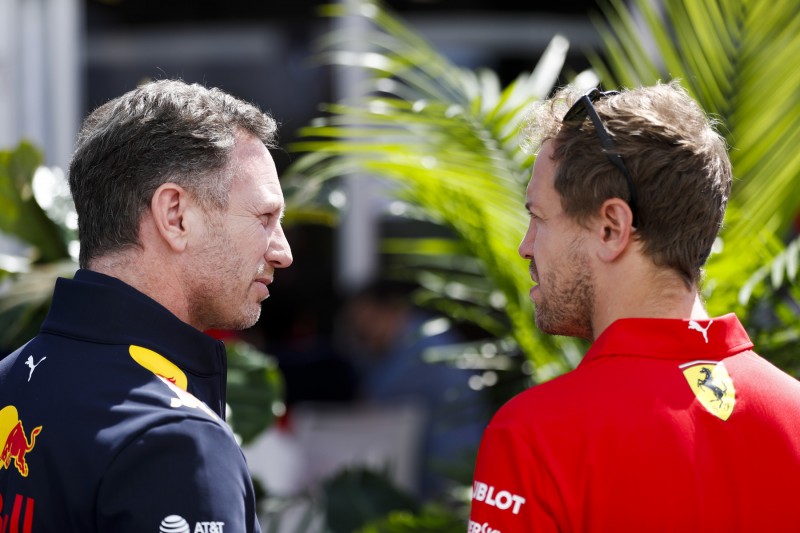 Christian Horner Sebastian Vettel Ferrari Scuderia Ferrari Mission Winnow F1CIP CIP Moto3Red Bull Aston Martin Red Bull Racing F1 ~Christian Horner und Sebastian Vettel (Ferrari) ~