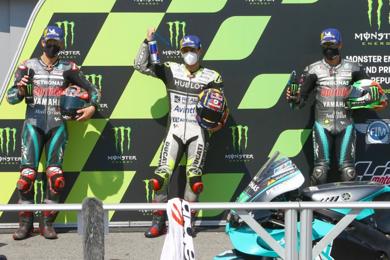 Johann Zarco Fabio Quartararo Franco Morbidelli Avintia Avintia MotoGP ~Johann Zarco (Avintia), Fabio Quartararo (Petronas) und Franco Morbidelli (Petronas) ~