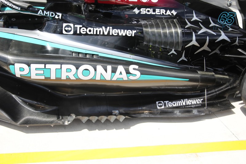 Das Unterboden-Update am Mercedes W15 beim Formel-1-Rennen in Miami 2024