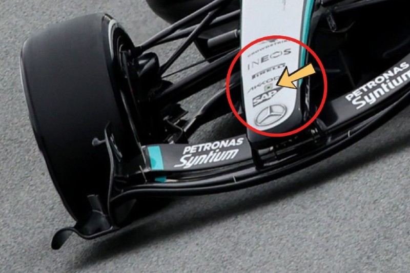 Der Verstellmechanismus an der Nase des Mercedes W17