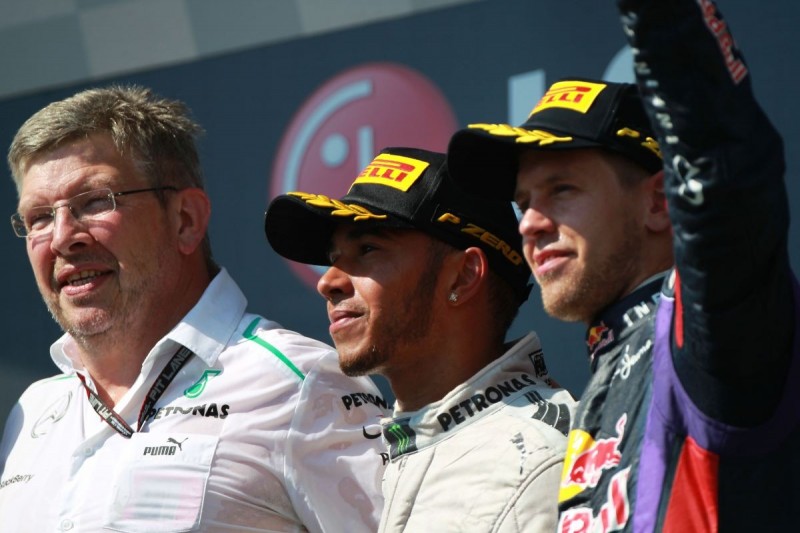 Ross Brawn, Lewis Hamilton, Sebastian Vettel