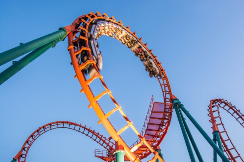 Achterbahn im Freizeitpark OK Corral in Frankreich