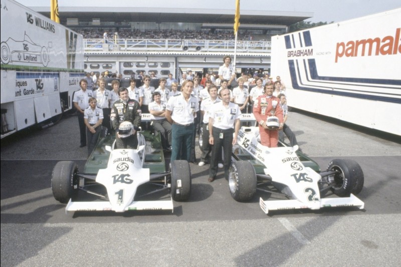 Carlos Reutemann, Karim Ojjeh, Frank Williams, Patrick Head