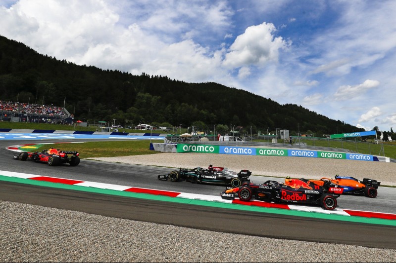 Max Verstappen, Lewis Hamilton, Sergio Perez, Lando Norris, Valtteri Bottas im Steiermark-Grand-Prix 2021 in Spielberg