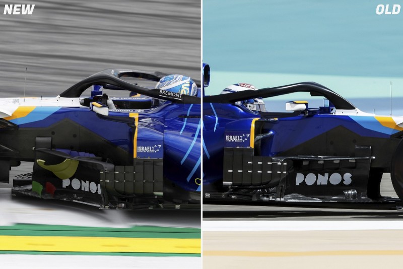 Neu (links) und alt (rechts): Windabweiser am Williams FW43B in der Formel-1-Saison 2021