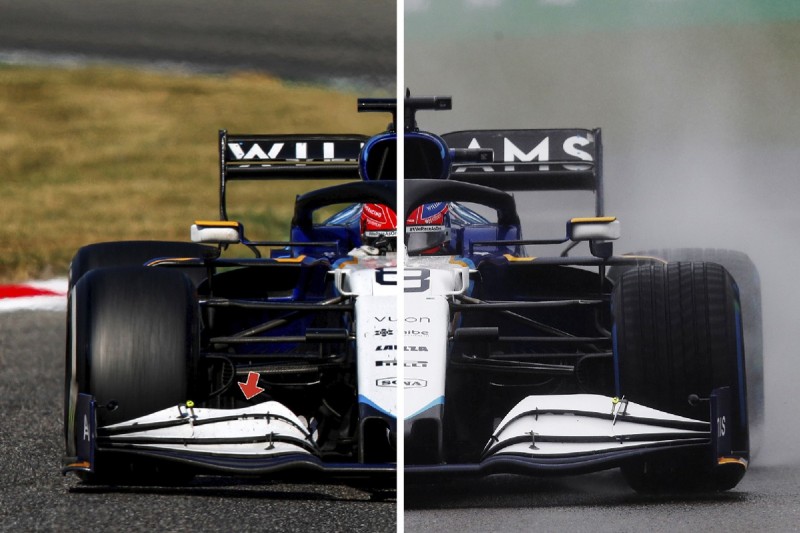 Frontflügel-Vergleich am Williams FW43B aus der Formel-1-Saison 2021