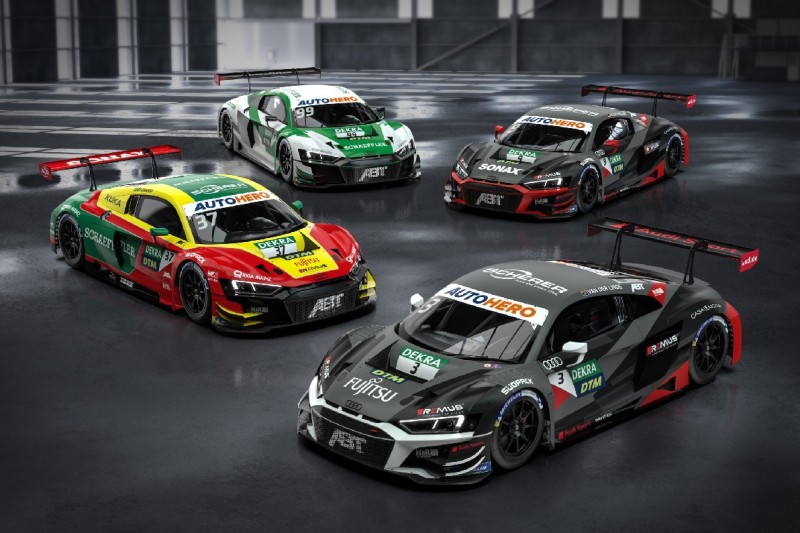 Die vier Audi R8 LMS des Abt-Teams von Kelvin van der Linde, Lucas di Grassi, Mike Rockenfeller und Sophia Flörsch.