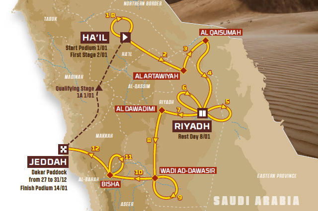 Route der Rallye Dakar 2022 in Saudi-Arabien