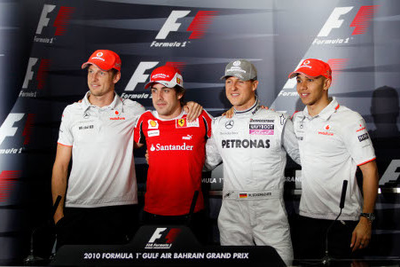 Button, Alonso, Schumacher, Hamilton | Fot. Mercedes GP