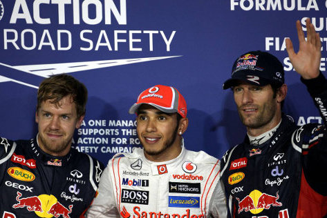 Sebastian Vettel, Lewis Hamilton i Mark Webber | Fot. XPB