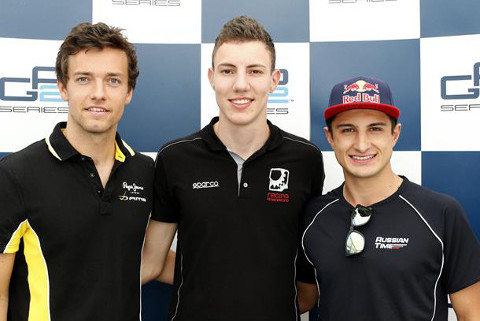 Jolyon Palmer, Raffaele Marciello i Mitch Evans | Fot. GP2