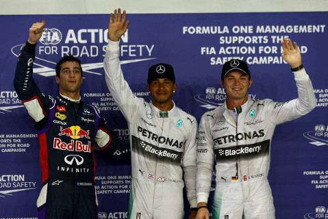 Daniel Ricciardo, Lewis Hamilton i Nico Rosberg | Fot. XPB