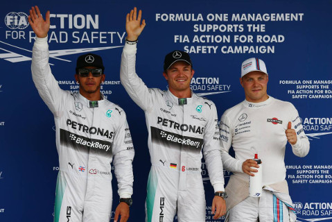 Lewis Hamilton, Nico Rosberg i Valtteri Bottas | Fot. XPB