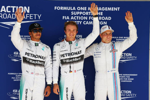 Lewis Hamilton, Nico Rosberg i Valtteri Bottas | Fot. XPB