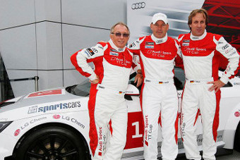Harald Grohs, Uwe Alzen i Frank Biela | Fot. Audi Sport