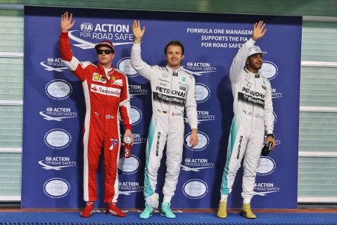 Kimi Räikkönen, Nico Rosberg i Lewis Hamilton | Fot. XPB