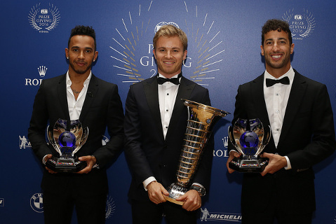 Lewis Hamilton, Nico Rosberg i Daniel Ricciardo | Fot. FIA