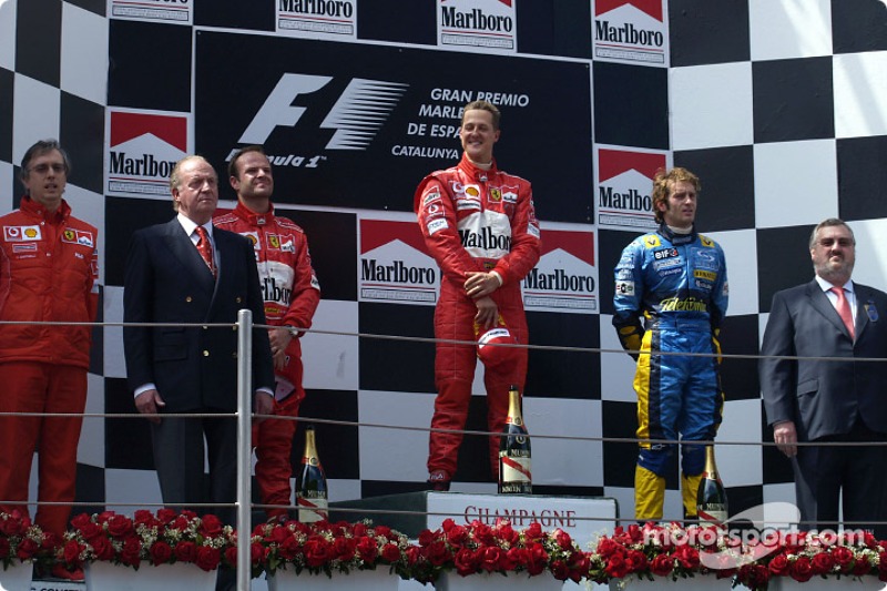 2004: 1. Michael Schumacher, 2. Rubens Barrichello, 3. Jarno Trulli