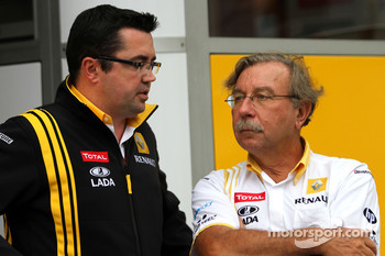 Eric Boullier, Team Principal, Renault F1 Team and Jean-Francois Caubet, Managing director of Renault F1