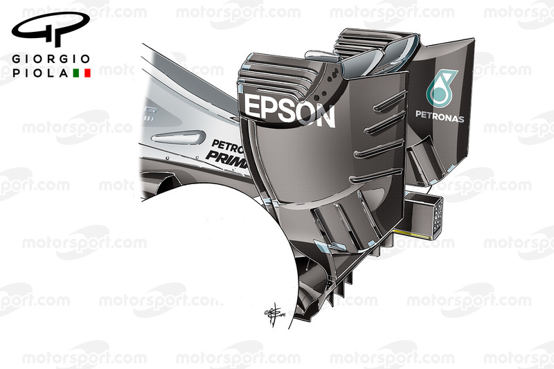 L'aileron arrière de la Mercedes W07, GP de Hongrie