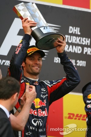 Podium: second place Mark Webber, Red Bull Racing