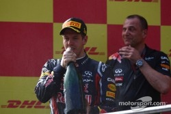 Podium: race winner Sebastian Vettel, Red Bull Racing