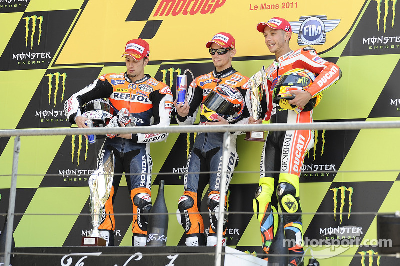 2011 : 1. Casey Stoner, 2. Andrea Dovizioso, 3. Valentino Rossi