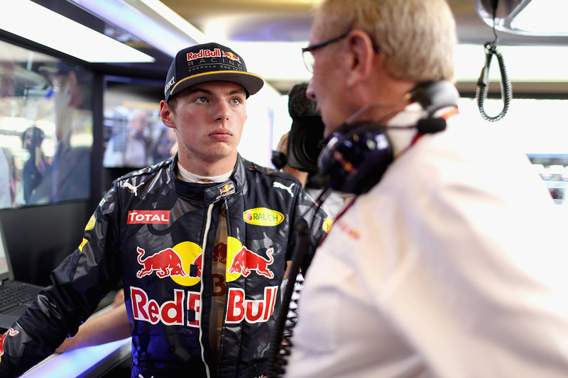 Max Verstappen, Red Bull Racing mit Dr. Helmut Marko, Red Bull Motorsportchef