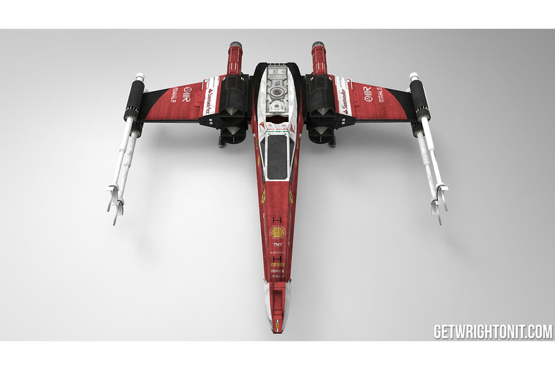 Star Wars X,Wing con la decoración de Ferrari
