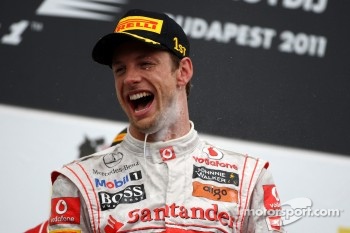 Podium: race winner Jenson Button, McLaren Mercedes