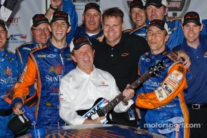 Victory lane: DP and overall winners Max Angelelli and Ricky Taylor celebrate with Wayne Taylore