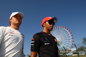 Nico Rosberg, Mercedes GP and Lewis Hamilton, McLaren Mercedes